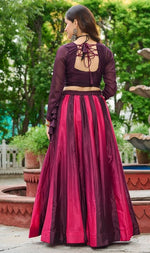 Alluring Wine Color Chinon Fabric Party Wear Lehenga