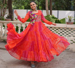 Striking Orange Color Georgette Fabric Gown