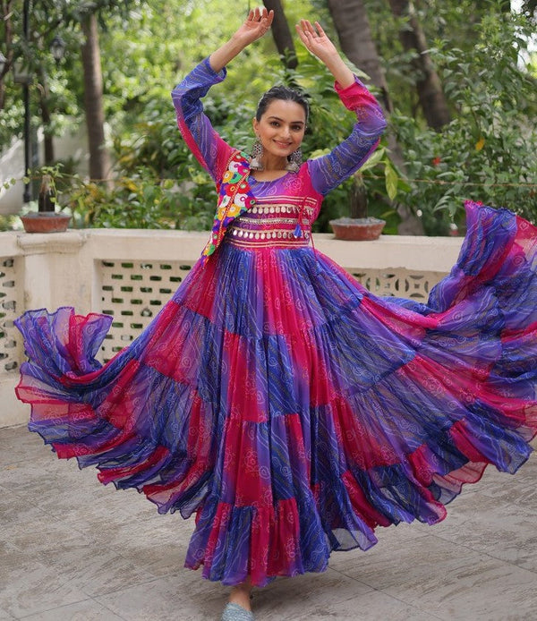 Striking Purple Color Georgette Fabric Gown