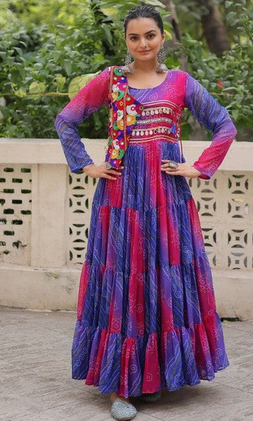 Striking Purple Color Georgette Fabric Gown
