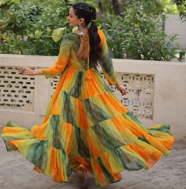 Striking Yellow Color Georgette Fabric Gown