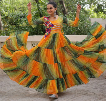 Striking Yellow Color Georgette Fabric Gown