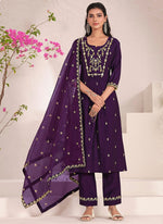 Amazing Voilet Color Viscose Fabric Designer Suit
