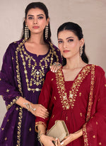 Amazing Maroon Color Viscose Fabric Designer Suit