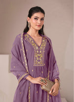 Amazing Purple Color Viscose Fabric Designer Suit