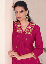 Amazing Pink Color Viscose Fabric Designer Suit