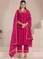 Amazing Pink Color Viscose Fabric Designer Suit