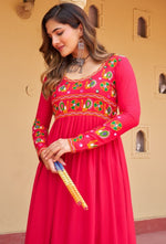 Dazzling Pink Color Rayon Fabric Designer Kurti