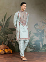 Amazing Aqua Color Viscose Fabric Mens Kurta