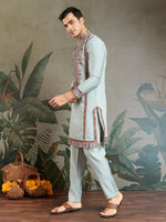Amazing Aqua Color Viscose Fabric Mens Kurta