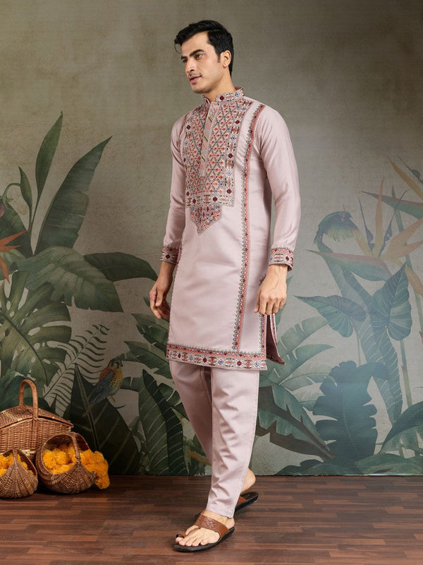 Amazing Pink Color Viscose Fabric Mens Kurta