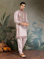 Amazing Pink Color Viscose Fabric Mens Kurta
