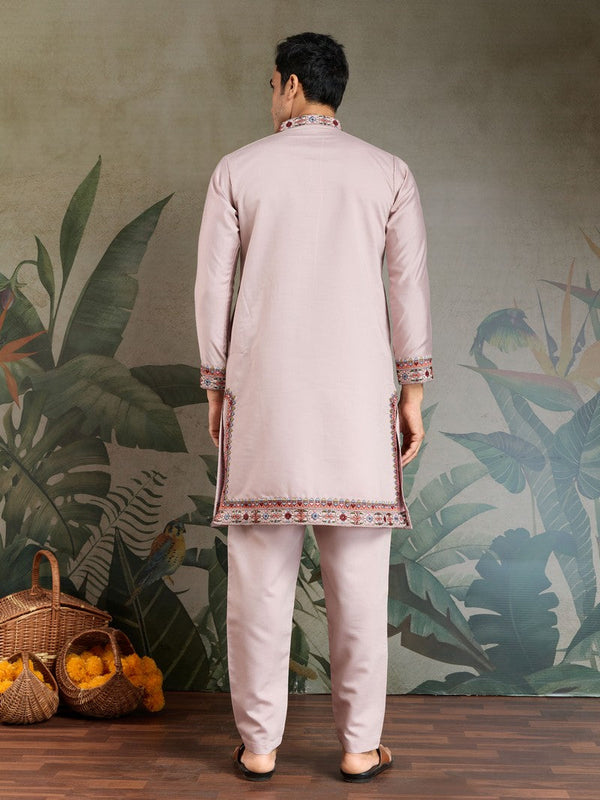 Amazing Pink Color Viscose Fabric Mens Kurta