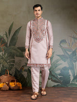 Amazing Pink Color Viscose Fabric Mens Kurta