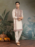 Amazing Cream Color Viscose Fabric Mens Kurta