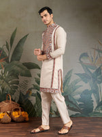 Amazing Cream Color Viscose Fabric Mens Kurta