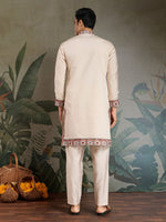 Amazing Cream Color Viscose Fabric Mens Kurta