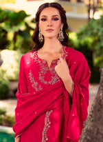 Amazing Pink Color Shimmer Fabric Designer Suit