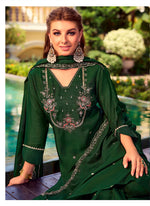 Amazing Green Color Shimmer Fabric Designer Suit