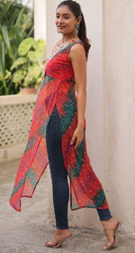 Striking Multi Color Georgette Fabric Designer Kurti