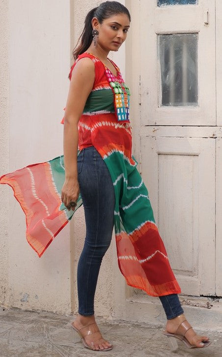 Striking Multi Color Georgette Fabric Designer Kurti