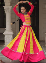 Magnetic Pink Color Silk Fabric Party Wear Lehenga