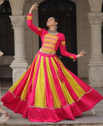 Magnetic Pink Color Silk Fabric Party Wear Lehenga