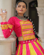 Magnetic Pink Color Silk Fabric Party Wear Lehenga