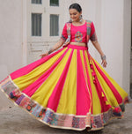 Magnetic Pink Color Silk Fabric Party Wear Lehenga