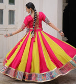 Magnetic Pink Color Silk Fabric Party Wear Lehenga