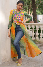 Beautiful Green Color Georgette Fabric Designer Kurti