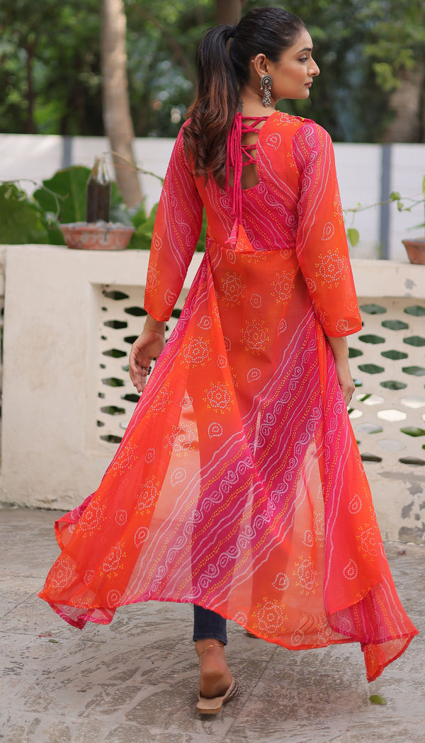 Beautiful Pink Color Georgette Fabric Designer Kurti