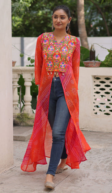 Beautiful Pink Color Georgette Fabric Designer Kurti