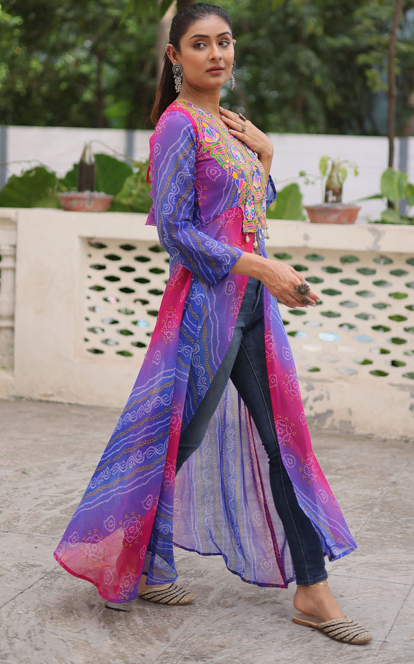 Beautiful Purple Color Georgette Fabric Designer Kurti