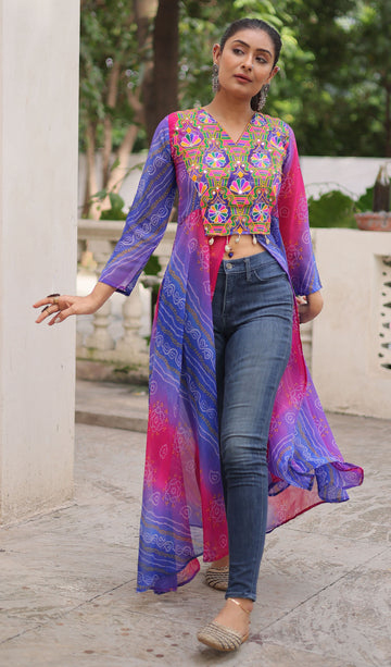 Beautiful Purple Color Georgette Fabric Designer Kurti