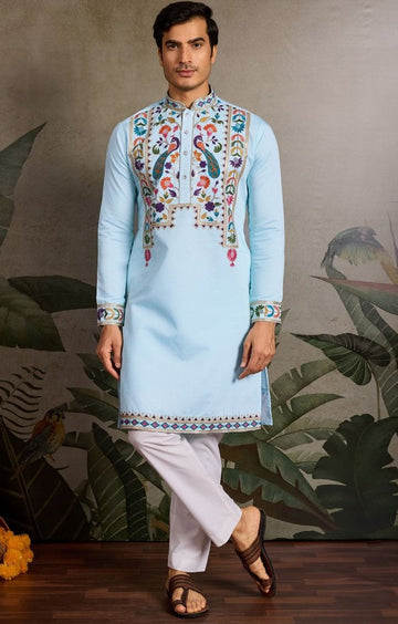 Amazing Yellow Color Viscose Fabric Mens Kurta