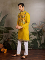 Amazing Green Color Viscose Fabric Mens Kurta