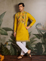 Amazing Green Color Viscose Fabric Mens Kurta