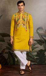 Amazing Green Color Viscose Fabric Mens Kurta