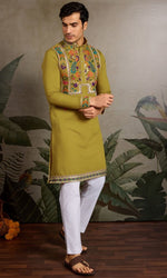 Amazing White Color Viscose Fabric Mens Kurta