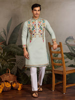 Amazing Pink Color Viscose Fabric Mens Kurta