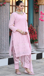 Divine Pink Color Georgette Fabric Designer Suit