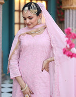 Divine Pink Color Georgette Fabric Designer Suit