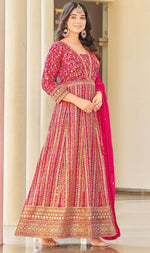 Amazing Pink Color Georgette Fabric Partywear Suit
