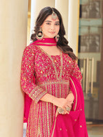 Amazing Pink Color Georgette Fabric Partywear Suit