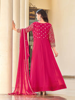 Amazing Pink Color Georgette Fabric Partywear Suit