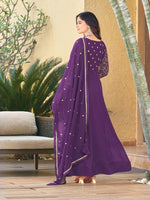 Amazing Purple Color Georgette Fabric Partywear Suit