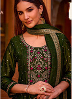 Pretty Green Color Vichitra Fabric Designer Suit
