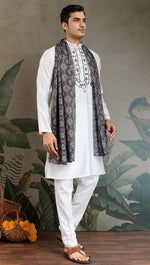 Superb White Color Viscose Fabric Mens Kurta With Dupatta