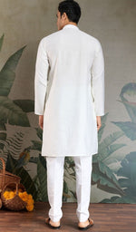 Superb White Color Viscose Fabric Mens Kurta With Dupatta